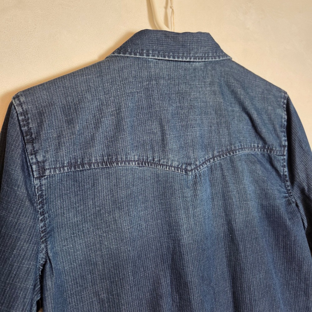 a.n.a Denim Shirt Women Small Dark Wash Western‎ Pearl Snap Organic Cotton NWT - Picture 7 of 8